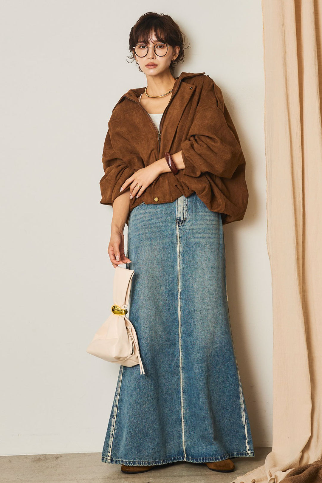 【即納】バルーンシルエットフェイクスエードブルゾン