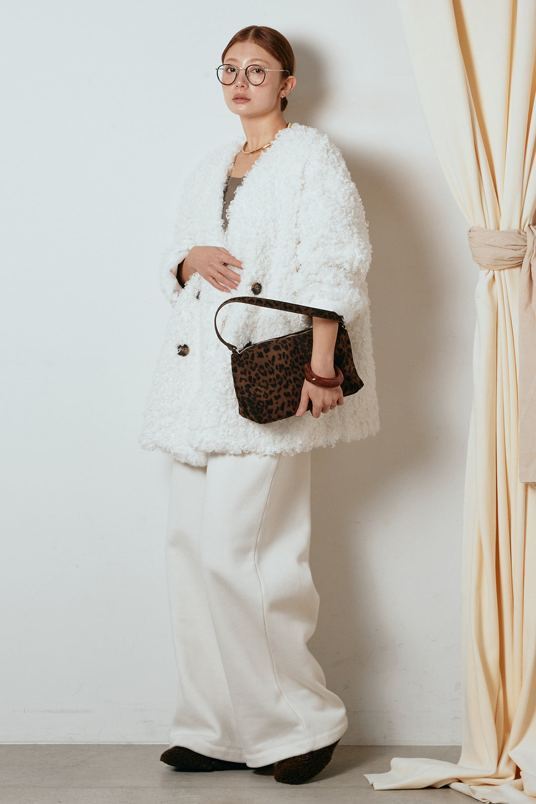 [SET]シープライクファージャケット+裏起毛スウェットワイドパンツ(2set)