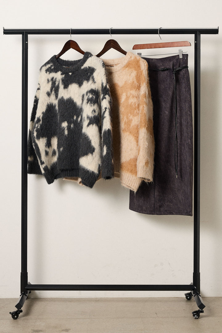 【着回しセット】[SET]モヘアタッチマーブルニット+モヘアタッチマーブルニット+ロープベルト付きスウェード調スカート(3set)