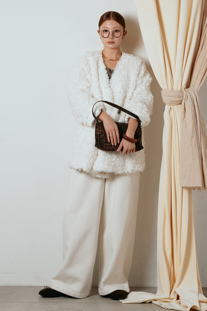 [SET]シープライクファージャケット+裏起毛スウェットワイドパンツ(2set)