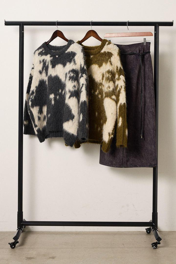 【着回しセット】[SET]モヘアタッチマーブルニット+モヘアタッチマーブルニット+ロープベルト付きスウェード調スカート(3set)