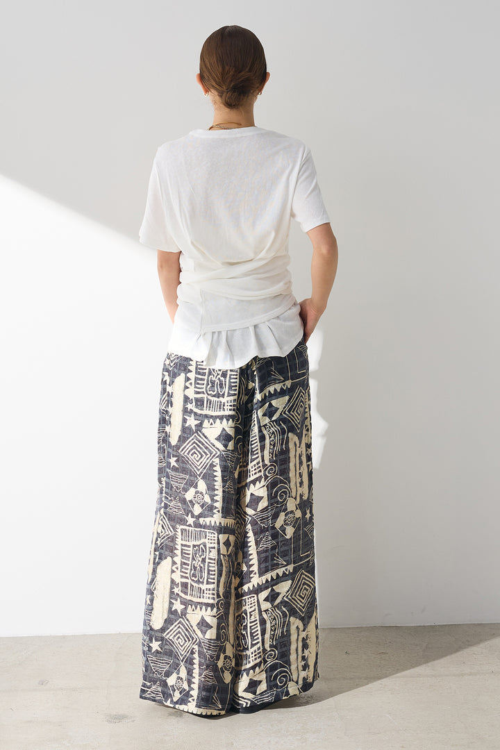 [SET]フロントタイTシャツ+エキゾチックワイドパンツ(2set)