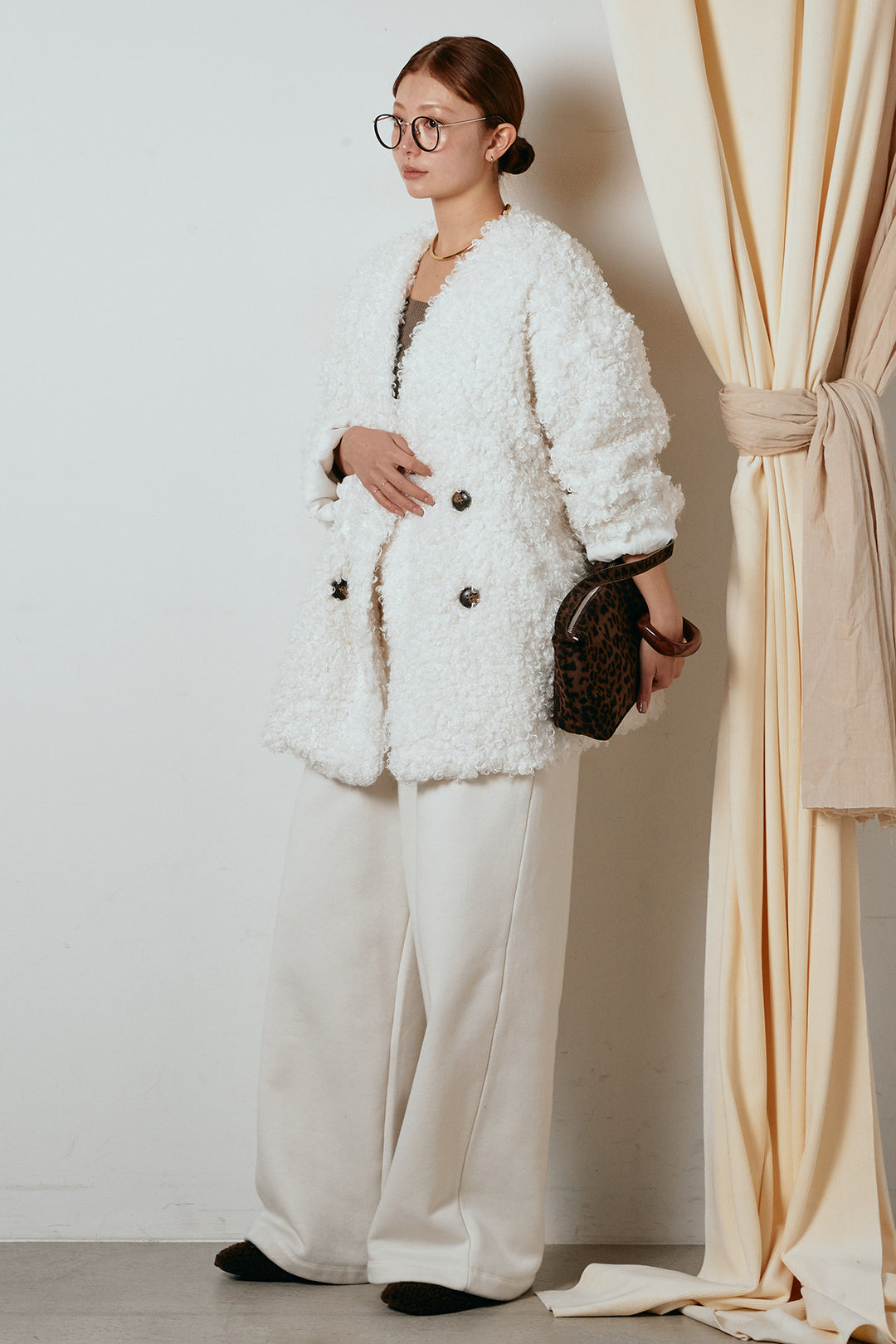 [SET]シープライクファージャケット+裏起毛スウェットワイドパンツ(2set)