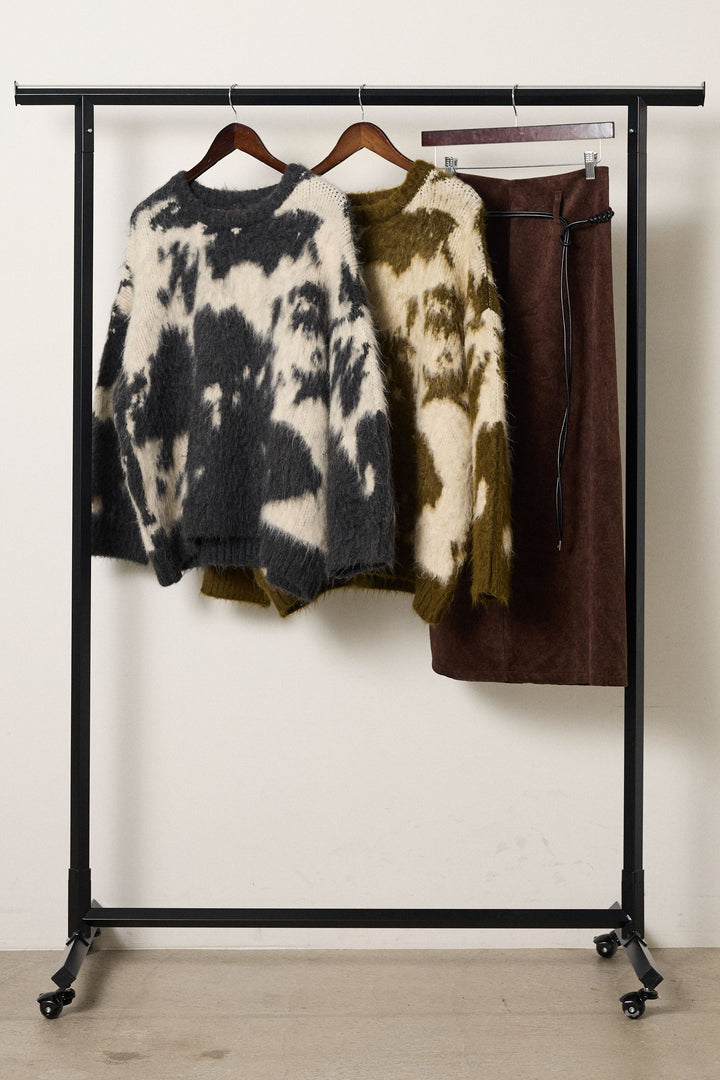 【着回しセット】[SET]モヘアタッチマーブルニット+モヘアタッチマーブルニット+ロープベルト付きスウェード調スカート(3set)