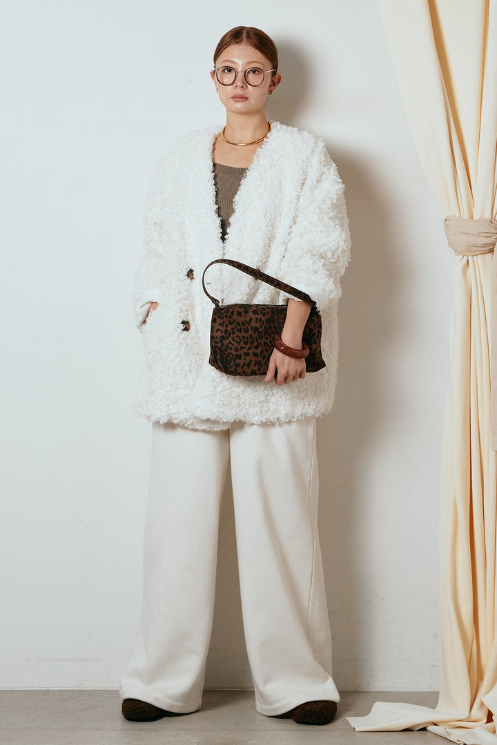 [SET]シープライクファージャケット+裏起毛スウェットワイドパンツ(2set)