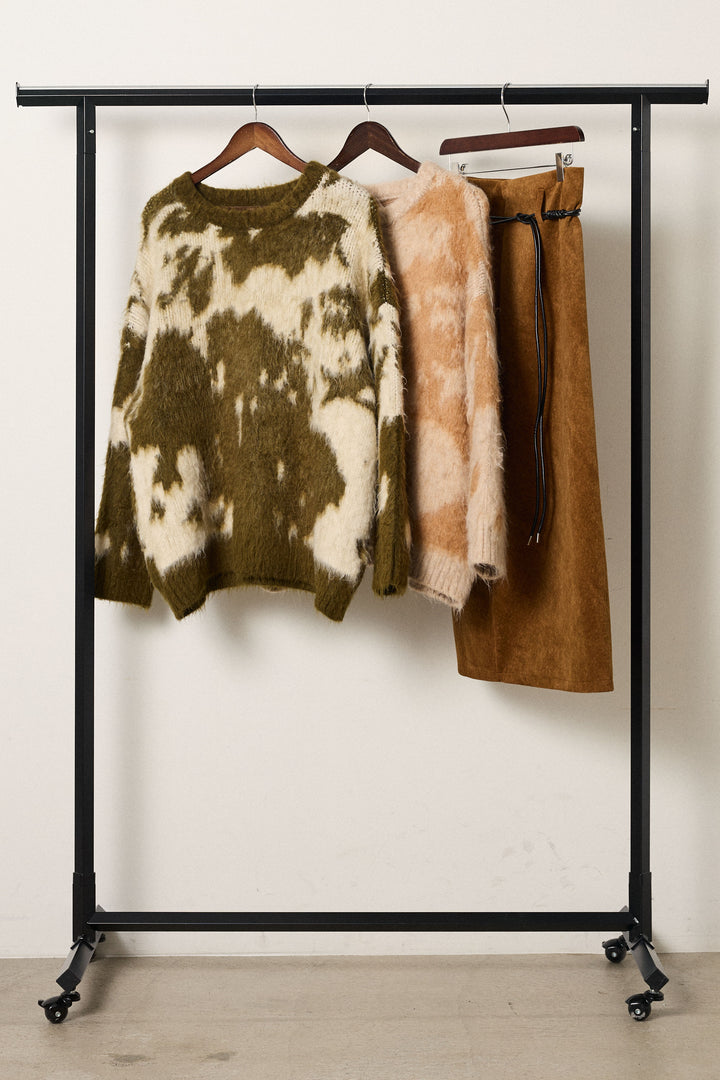 【着回しセット】[SET]モヘアタッチマーブルニット+モヘアタッチマーブルニット+ロープベルト付きスウェード調スカート(3set)