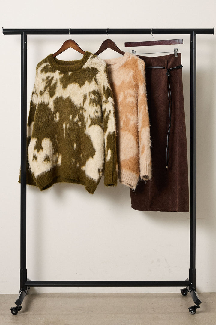 【着回しセット】[SET]モヘアタッチマーブルニット+モヘアタッチマーブルニット+ロープベルト付きスウェード調スカート(3set)