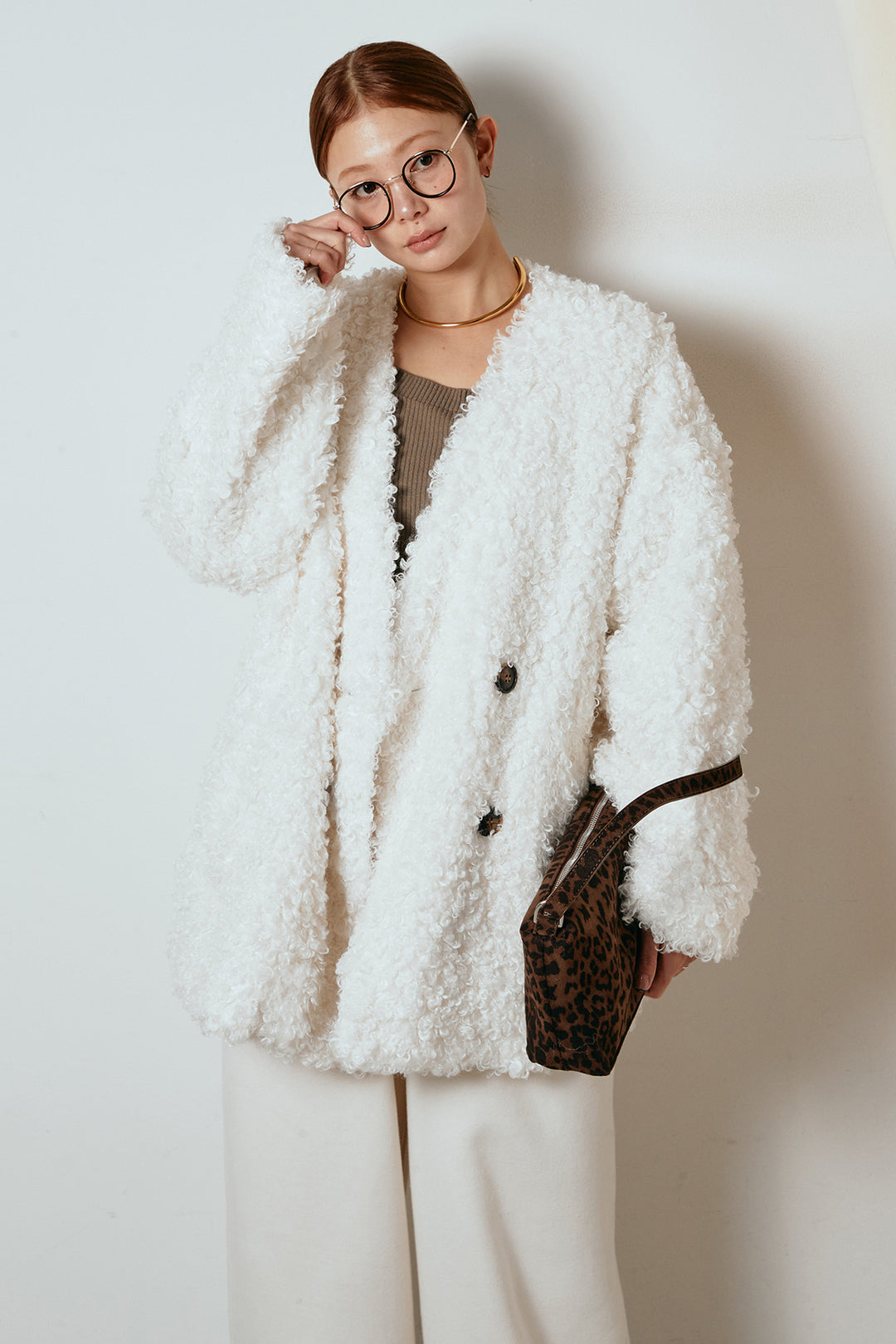 [SET]シープライクファージャケット+裏起毛スウェットワイドパンツ(2set)