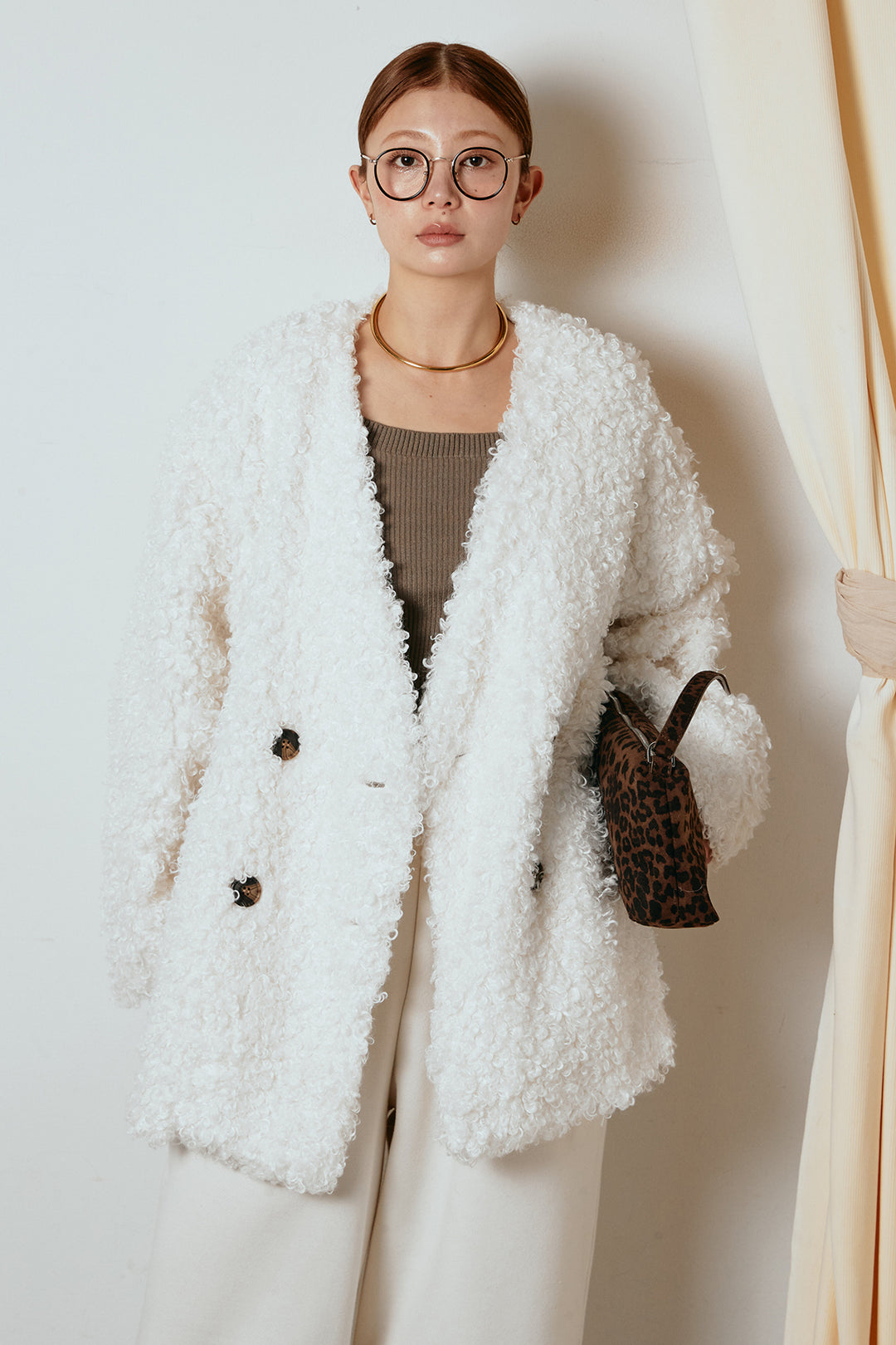 [SET]シープライクファージャケット+裏起毛スウェットワイドパンツ(2set)