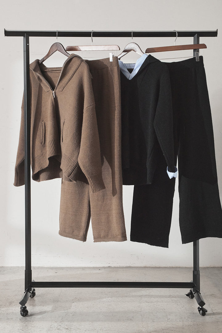 【着回しセット】[SET]ビッグカラーダブルジップニットSETUP+ストライプドッキングニットポロSETUP(2set)