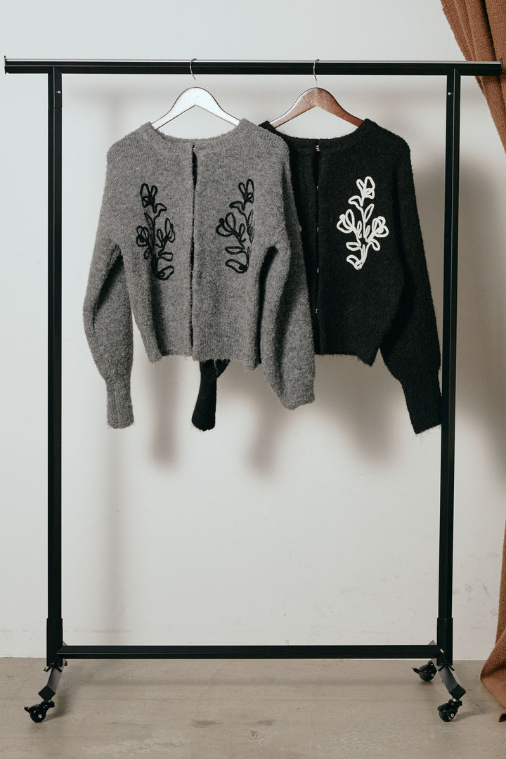 【着回しセット】[SET]テープ刺繍ニットカーディガン+テープ刺繍ニットカーディガン(2set)