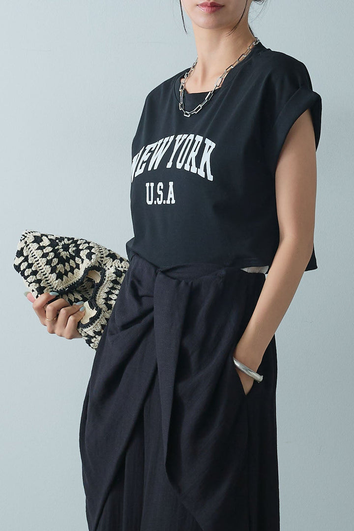 【即納】ショート丈NEWYORKロゴTシャツ