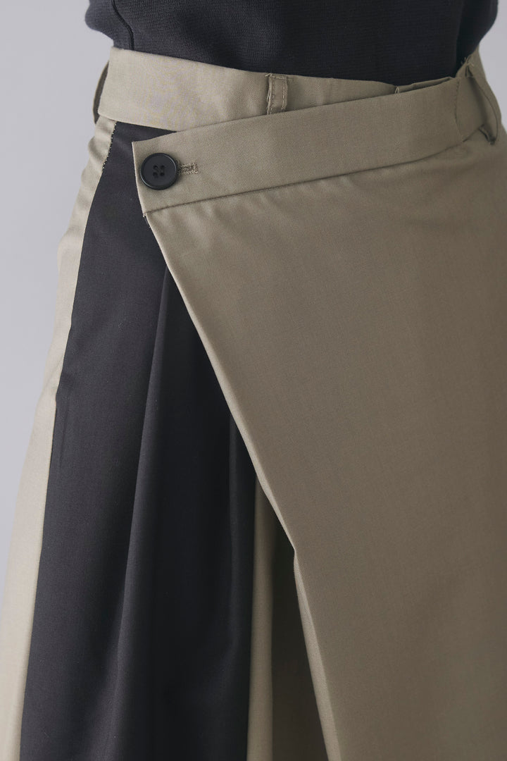 【即納】配色ラップワイドパンツ