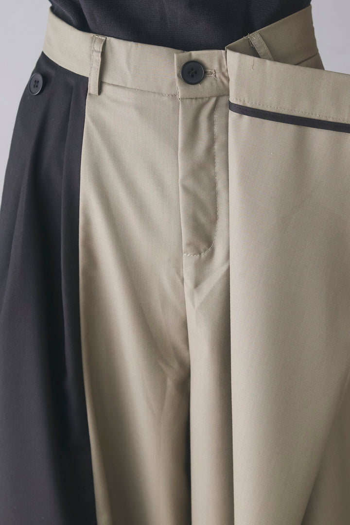 【即納】配色ラップワイドパンツ