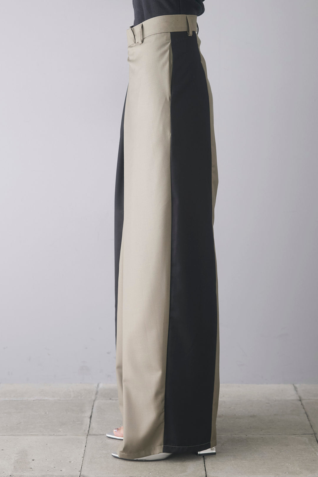 【即納】配色ラップワイドパンツ