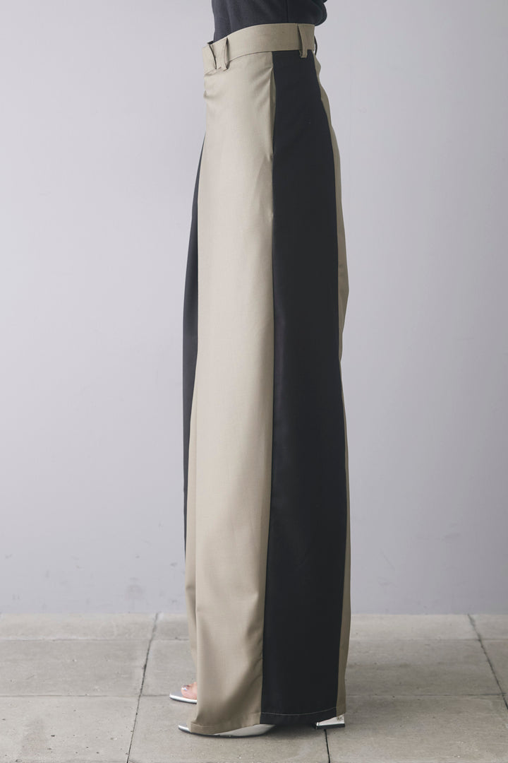 【即納】配色ラップワイドパンツ