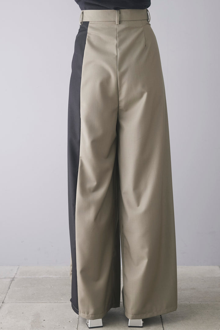【即納】配色ラップワイドパンツ