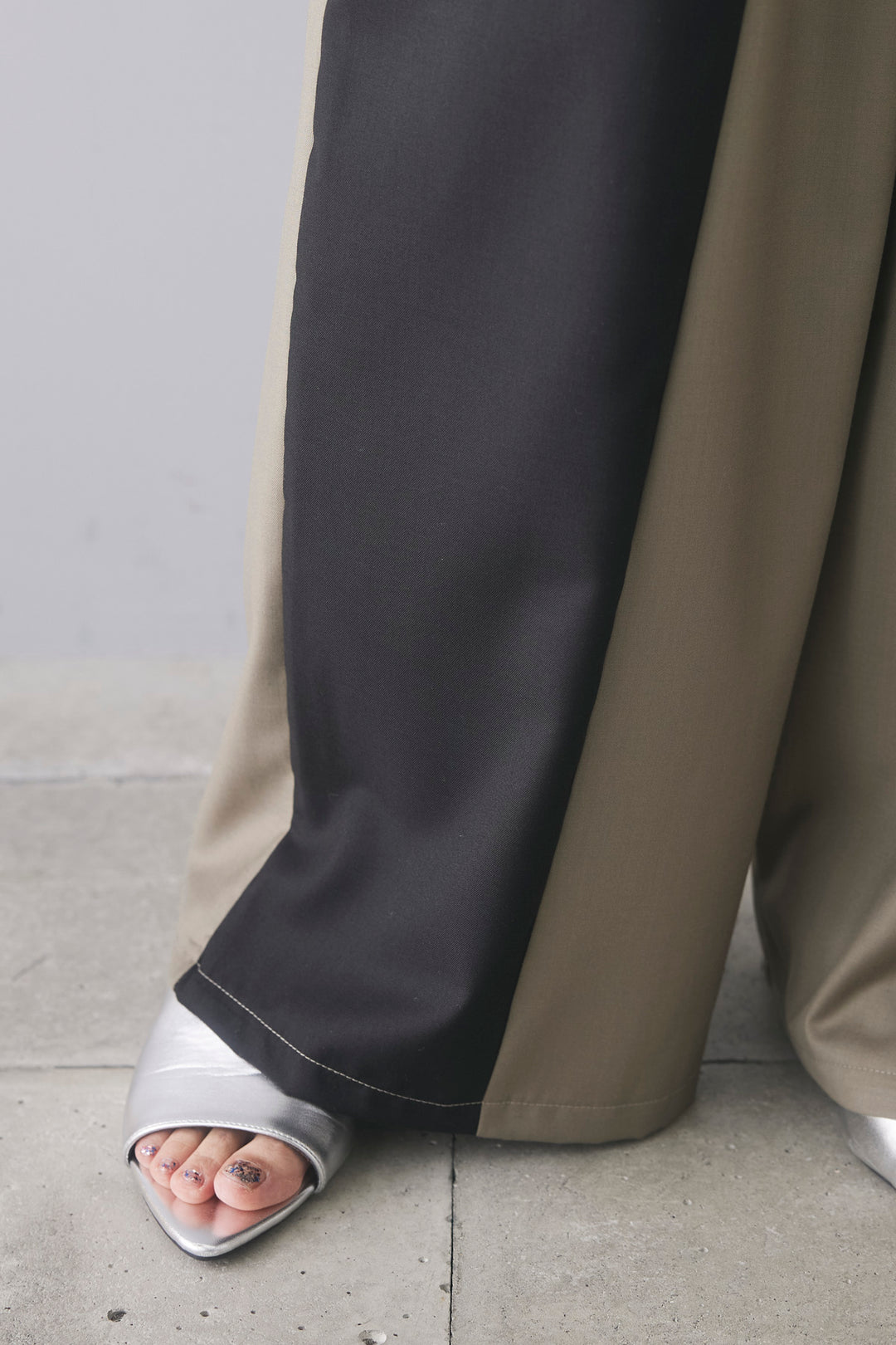 【即納】配色ラップワイドパンツ