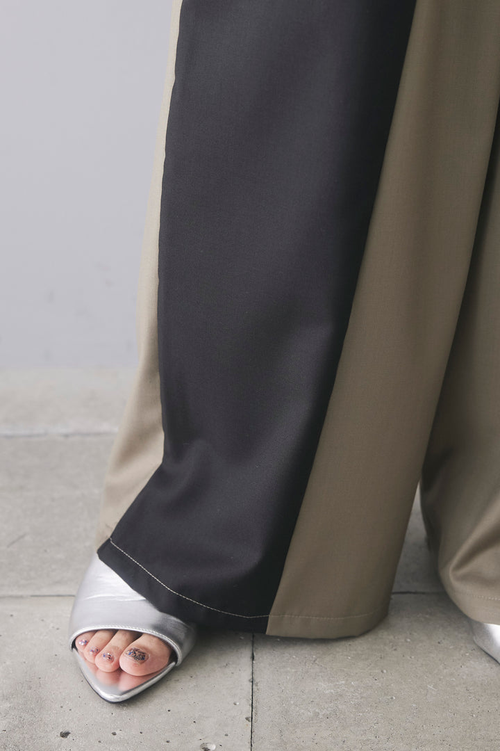 【即納】配色ラップワイドパンツ