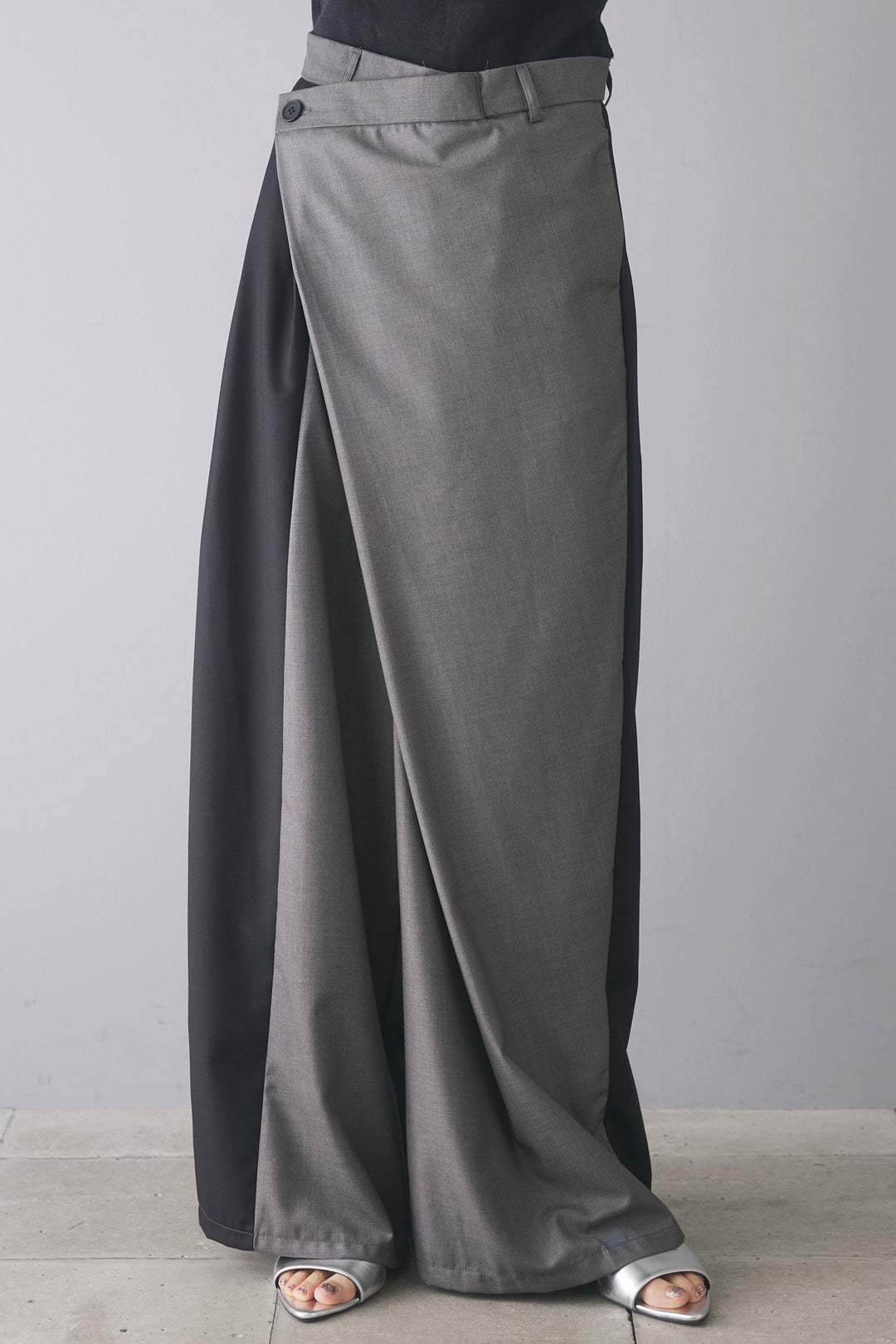 【即納】配色ラップワイドパンツ