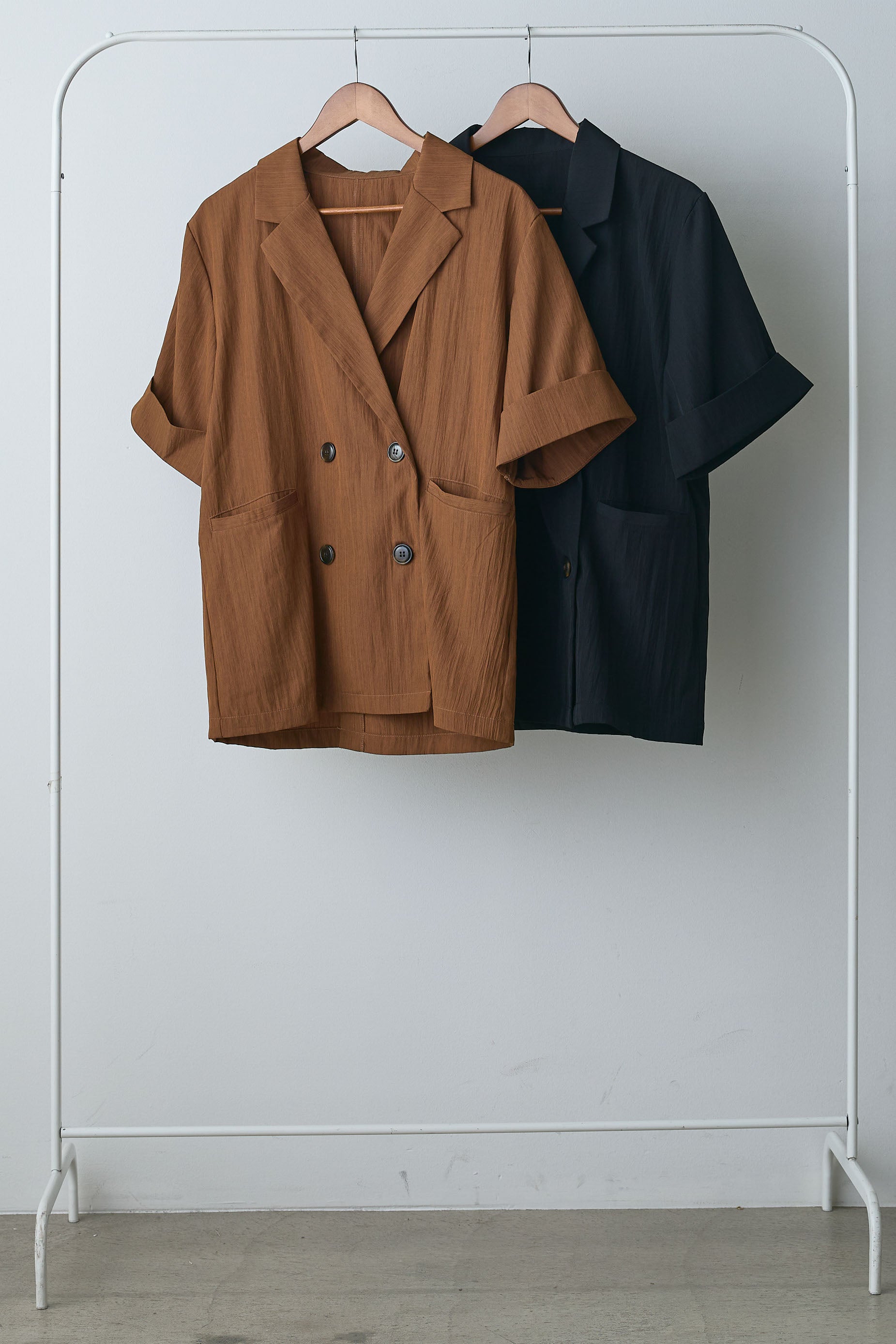 着回しセット】リネンライク半袖ダブルジャケット+リネンライク