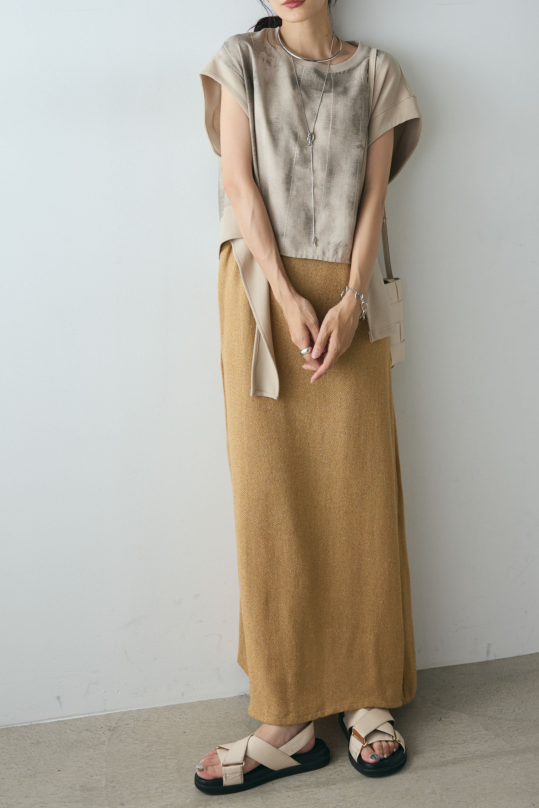 ワンピース ストラップデザイン メッシュ切り替え 美シルエット 裾メッシュ切替えラッシュワンピース【接触冷感・UVカット・撥水