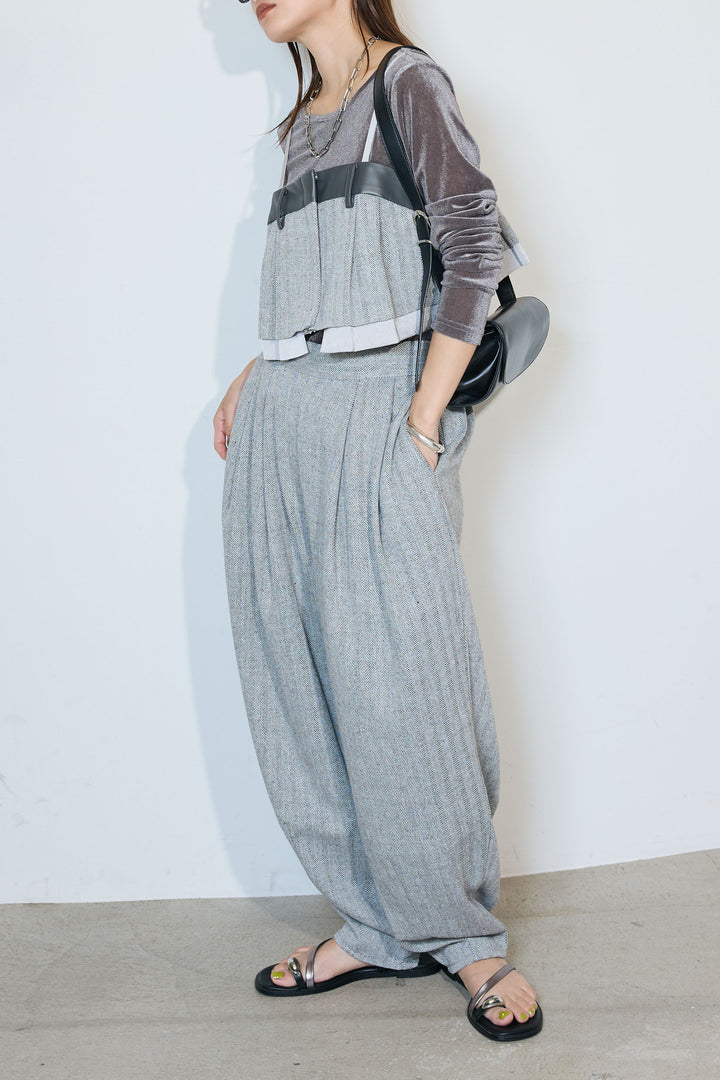 【155cmモデル着用】[SET]バリアスパターンビスチェ+ヘリンボーンタックパンツ(2set)