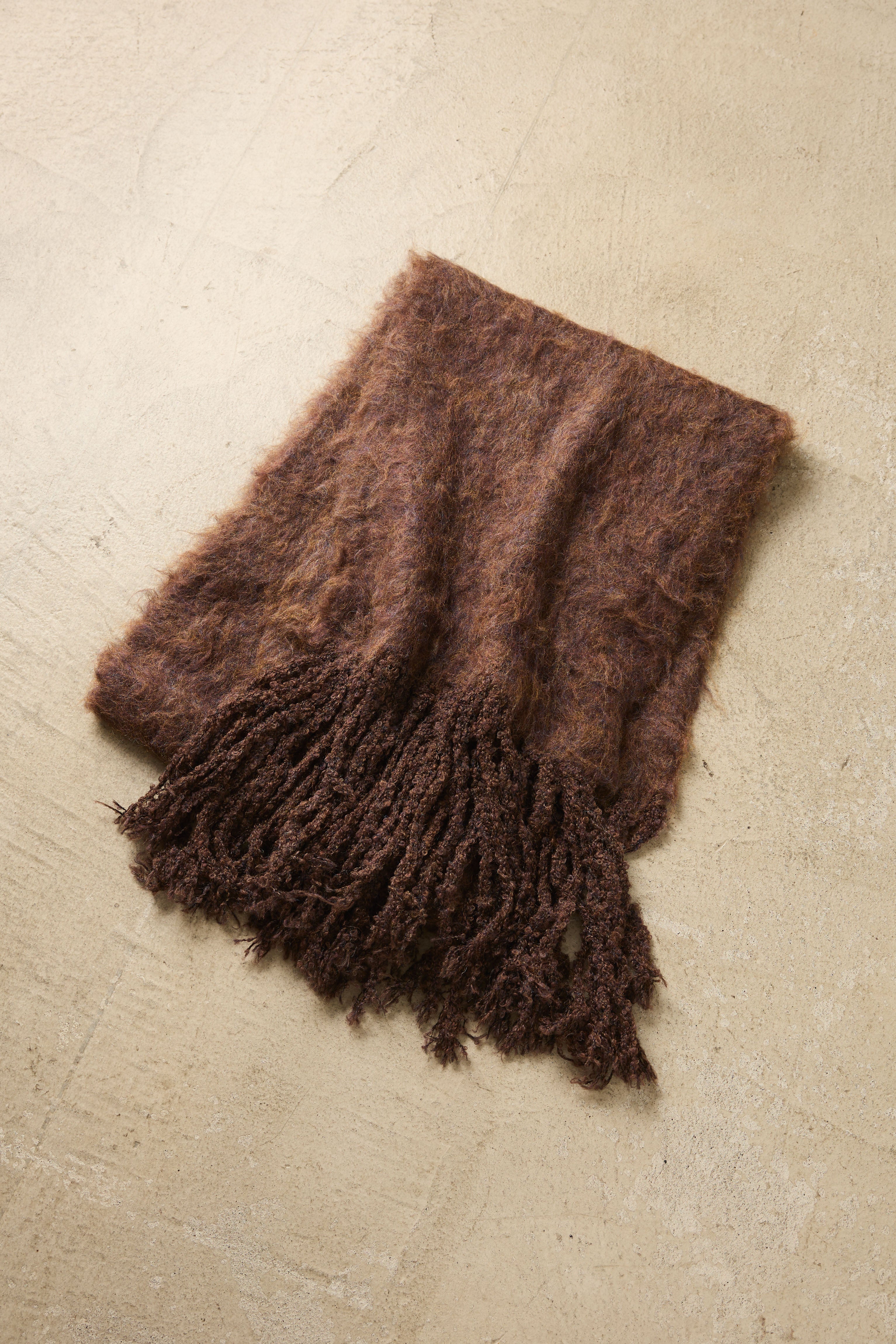 即納】起毛糸ロングマフラー/ブラウン – ESICA