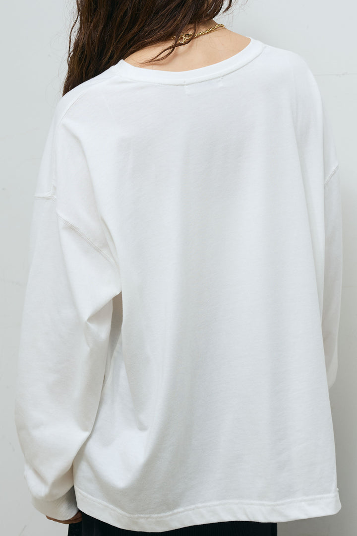 [SET]モヘアタッチマーブルニット+箔プリントBIGシルエットロングスリーブTシャツ+ワイドリブニットイージーパンツ(3set)