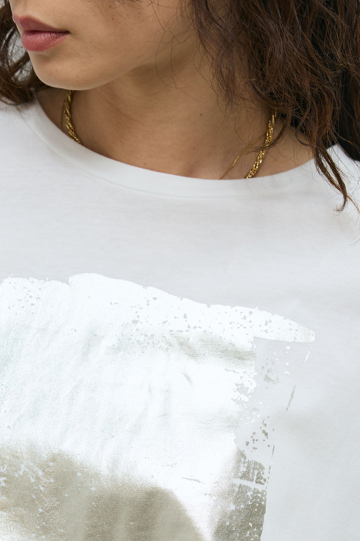 [SET]ケーブルリラックスショートニット+箔プリントBIGシルエットロングスリーブTシャツ+レオパードジャガードニットパンツ(3set)