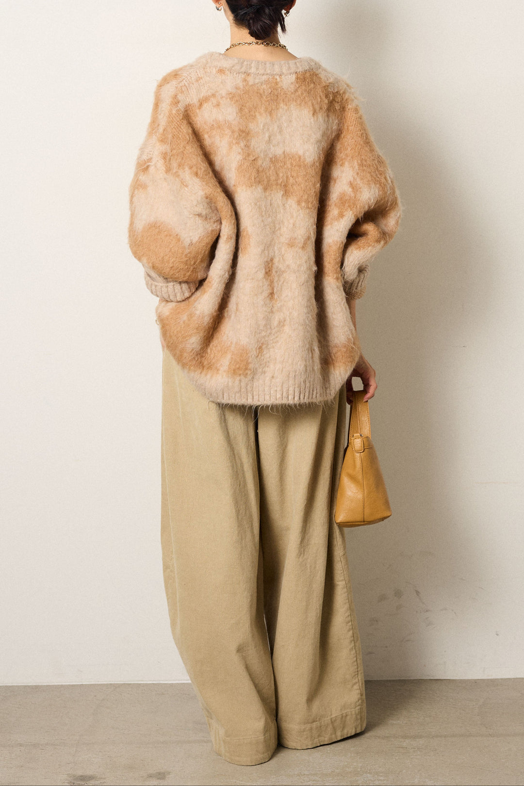 [SET]モヘアタッチマーブルニット+タック入りコーデュロイワイドパンツ(2set)