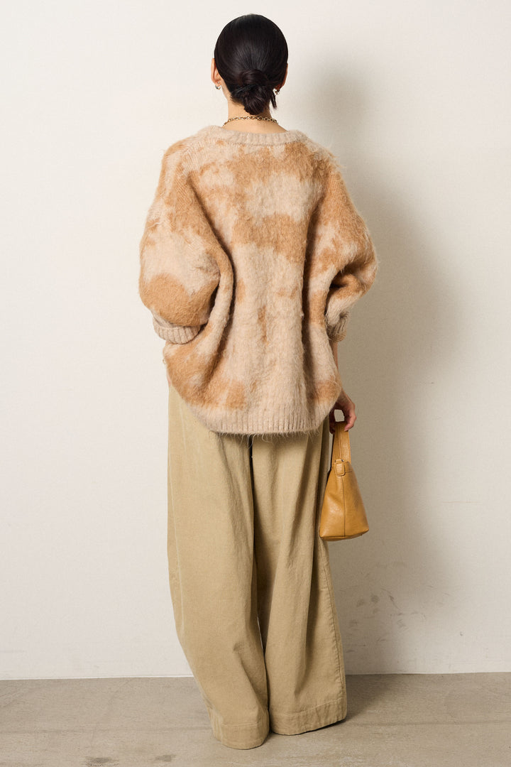 【着回しセット】[SET]モヘアタッチマーブルニット+タック入りコーデュロイワイドパンツ+ロープベルト付きスウェード調スカート(3set)