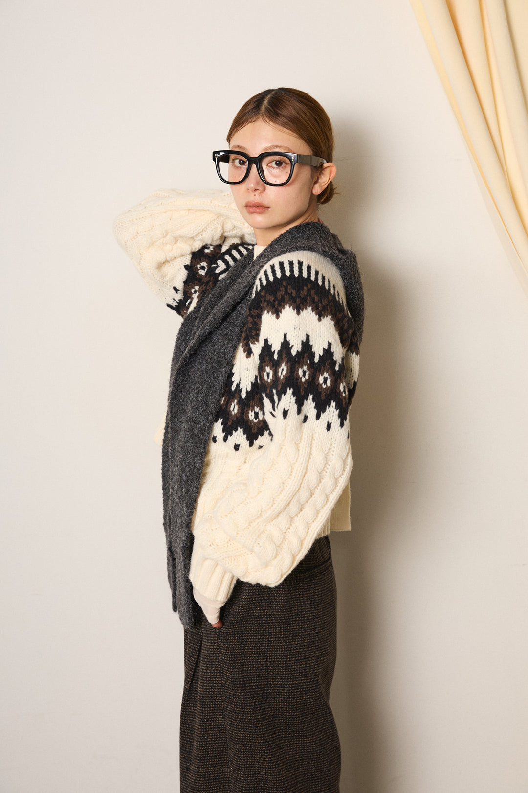 ブークレーイヤーフラップビーニー/ブラック