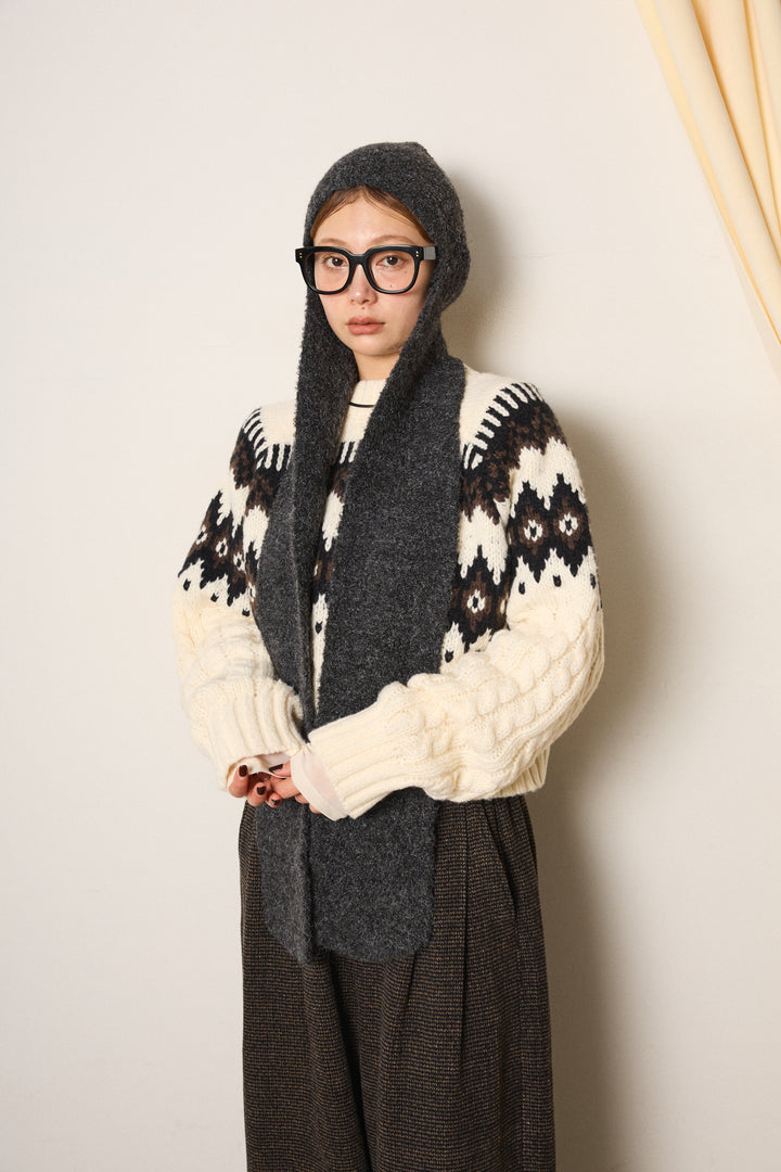 ブークレーイヤーフラップビーニー/ブラック