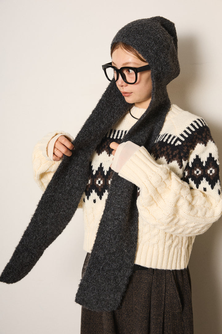 ブークレーイヤーフラップビーニー/ブラック