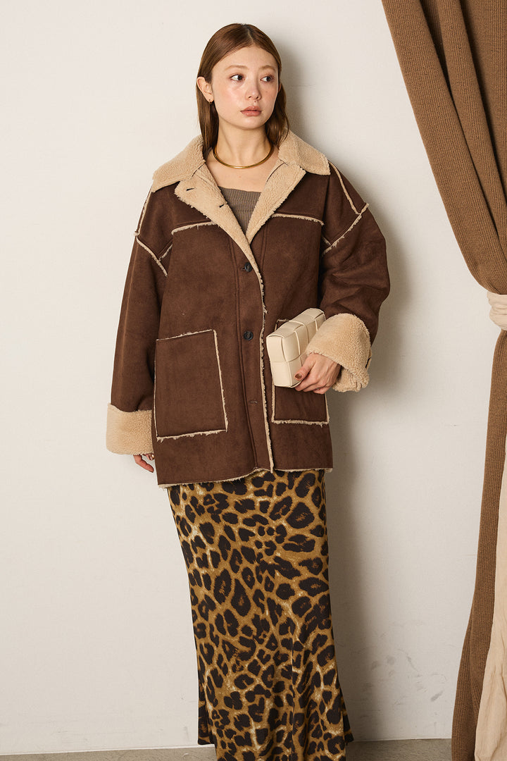 エコムートンミドルカバーオールジャケット/ベージュ