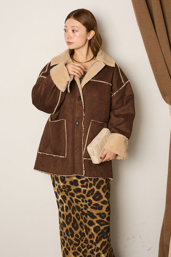 エコムートンミドルカバーオールジャケット/ベージュ