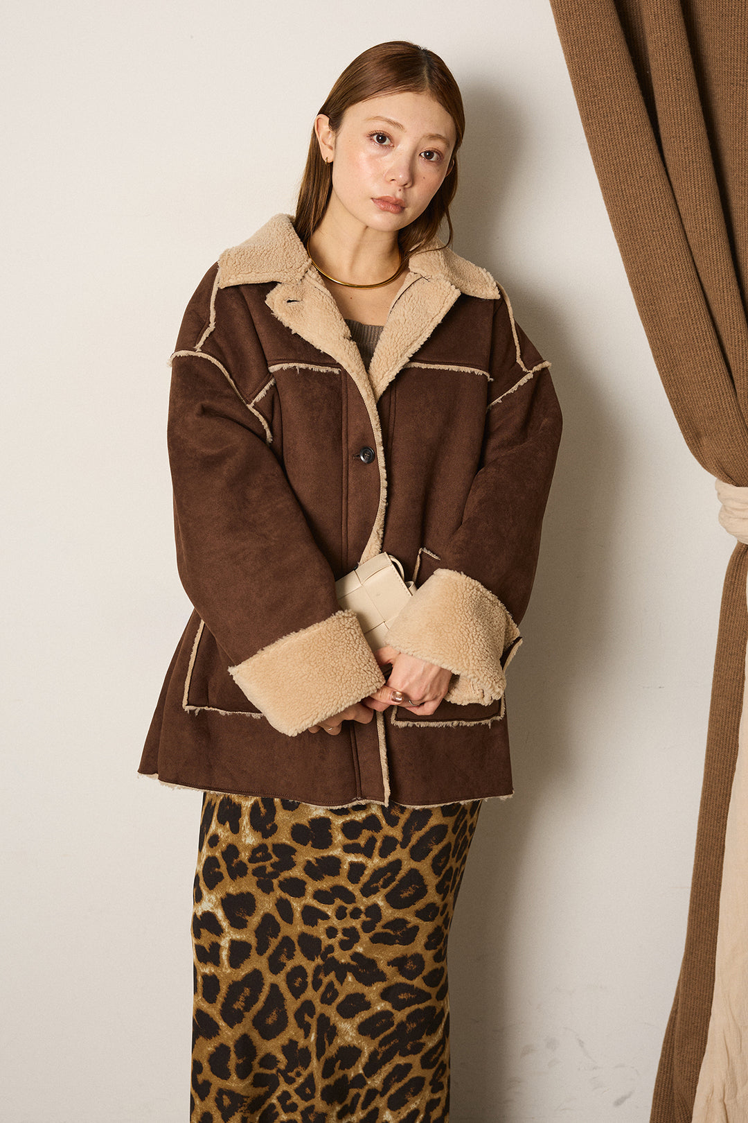 エコムートンミドルカバーオールジャケット/ベージュ