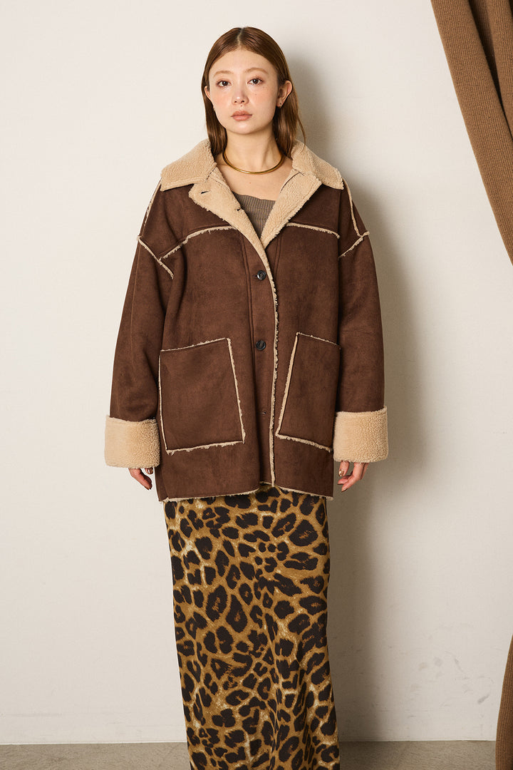 エコムートンミドルカバーオールジャケット/ベージュ