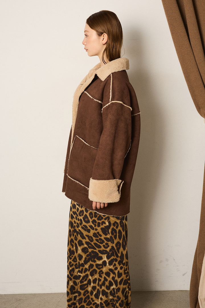 エコムートンミドルカバーオールジャケット/ベージュ