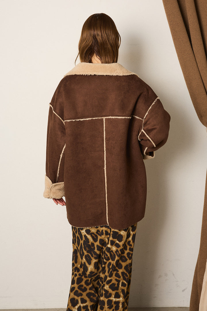 エコムートンミドルカバーオールジャケット/ベージュ