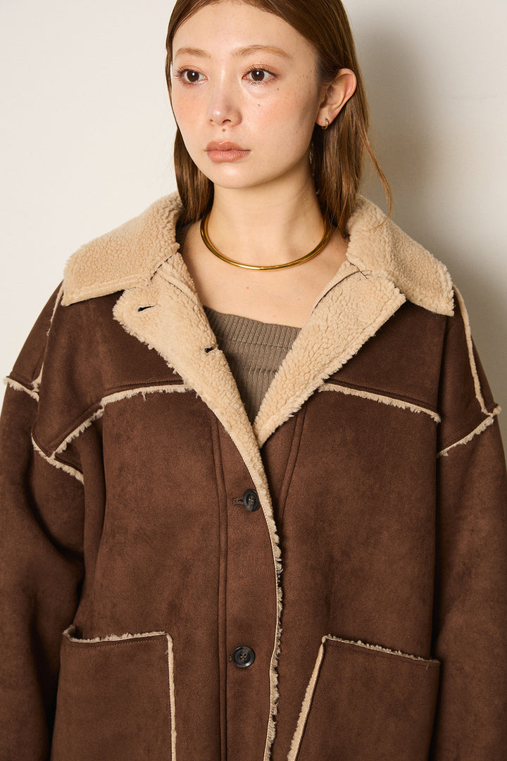 エコムートンミドルカバーオールジャケット/ベージュ