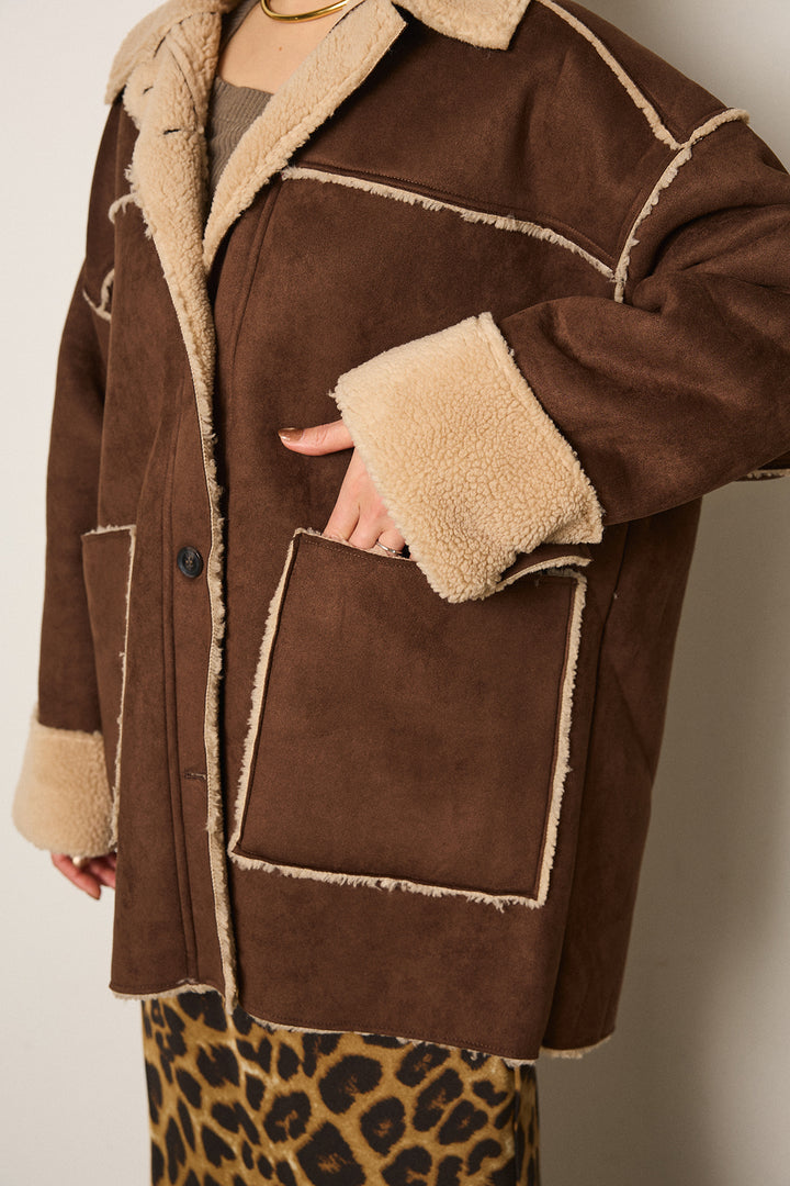 エコムートンミドルカバーオールジャケット/ベージュ