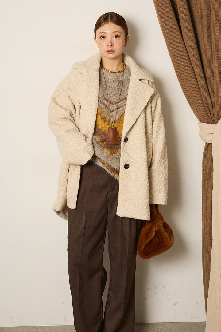 ループツイードタックジャケット/アイボリー