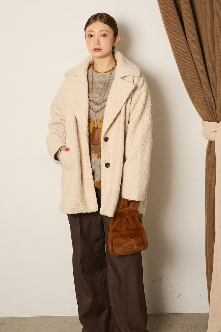 ループツイードタックジャケット/アイボリー