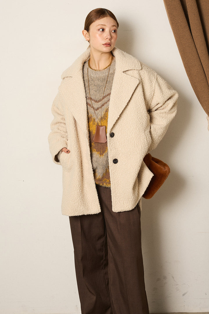 ループツイードタックジャケット/アイボリー