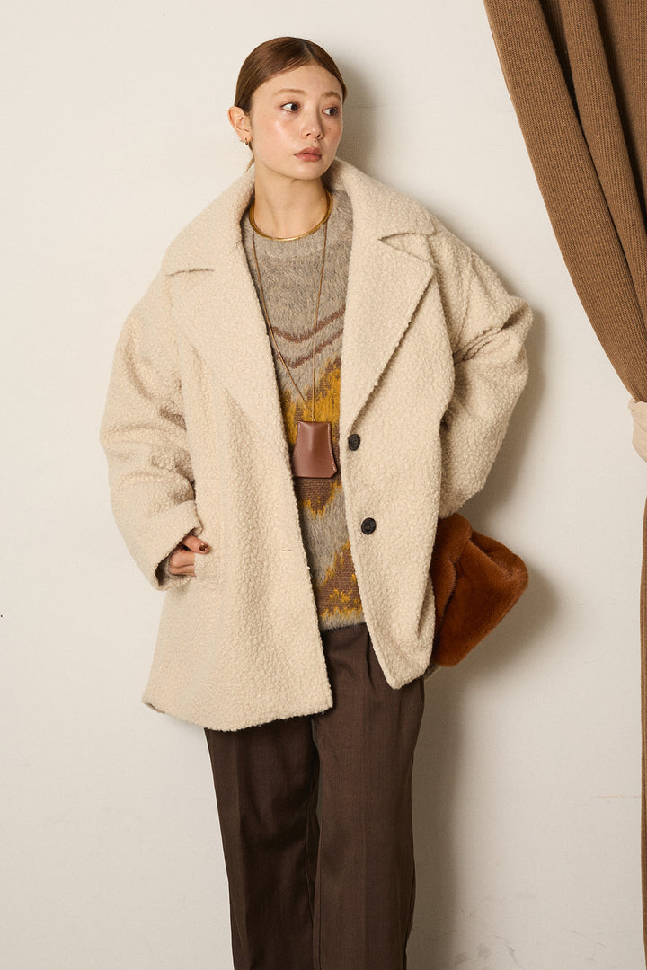 ループツイードタックジャケット/アイボリー