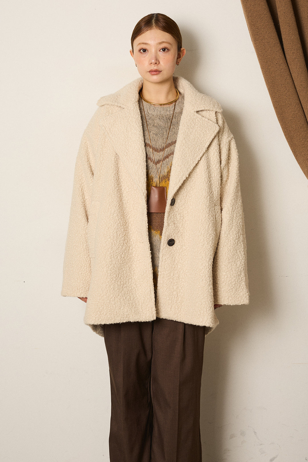 ループツイードタックジャケット/アイボリー