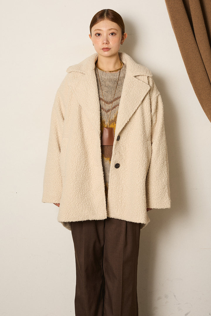 ループツイードタックジャケット/アイボリー