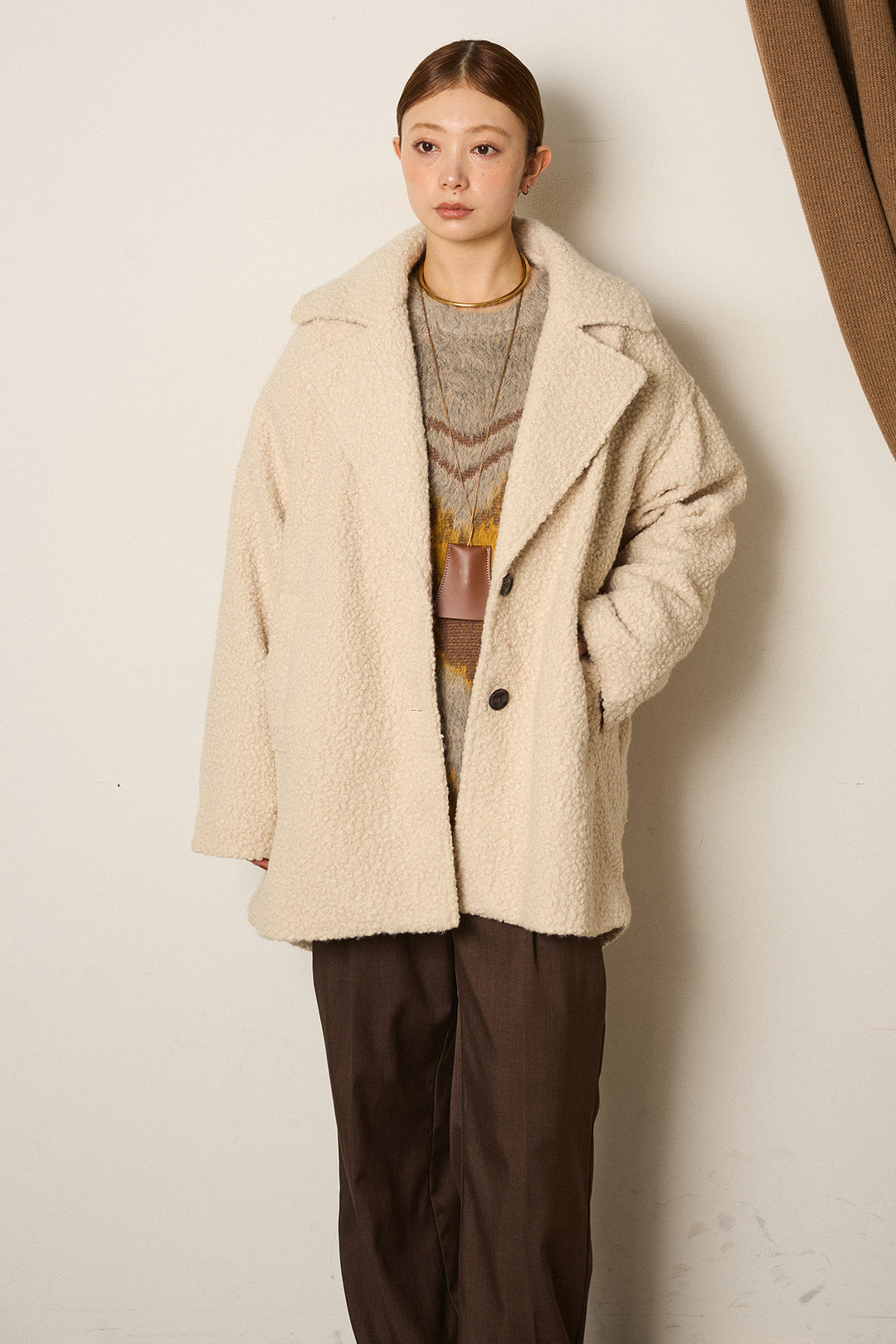 ループツイードタックジャケット/アイボリー